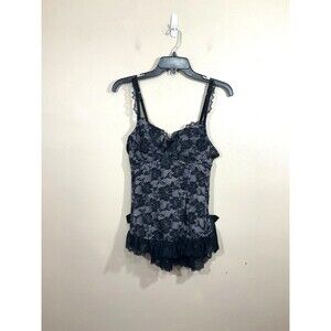 Womens Lace Corset Top L Black Whimsigoth Lingerie Goth Fairy Grunge Coquette